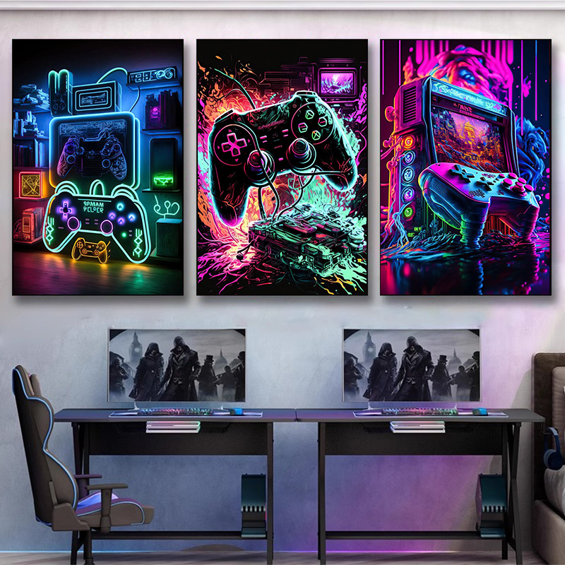 Modern Neon Pop Tarzı Oyun Duv - Esports Gaming House incelemesi ve fiyatı